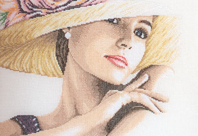 Counted cross stitch kit Lady with hat